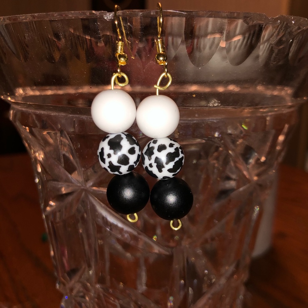 Matte cow print earrings